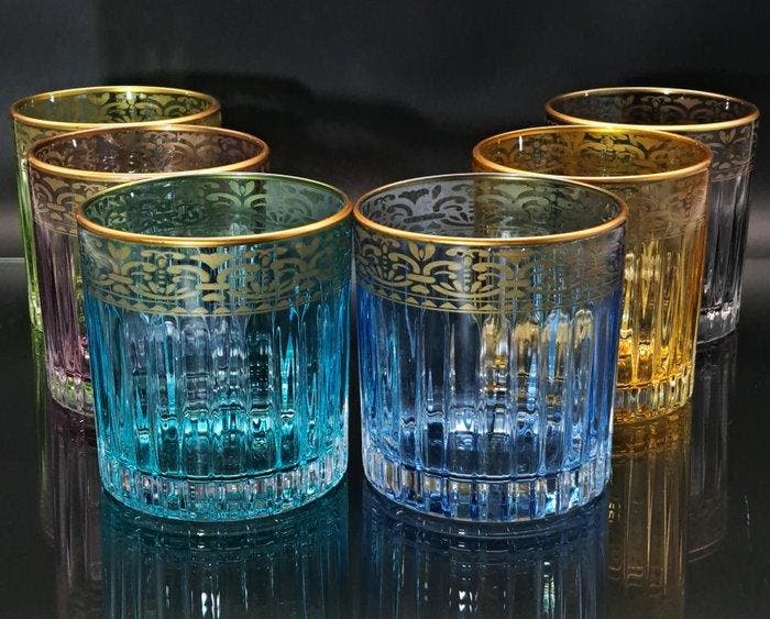 Artemisia - Drinkset (6) - Kristal, gouden zecchino - Whisky, Antiek en Kunst, Kunst | Designobjecten