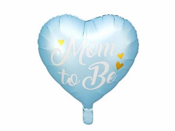 Helium Ballon Hart Mom To Be Blauw Leeg 35cm, Verzenden