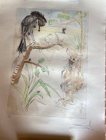 Salvador Dali (1904-1989) - Le corbeau et le renard . The