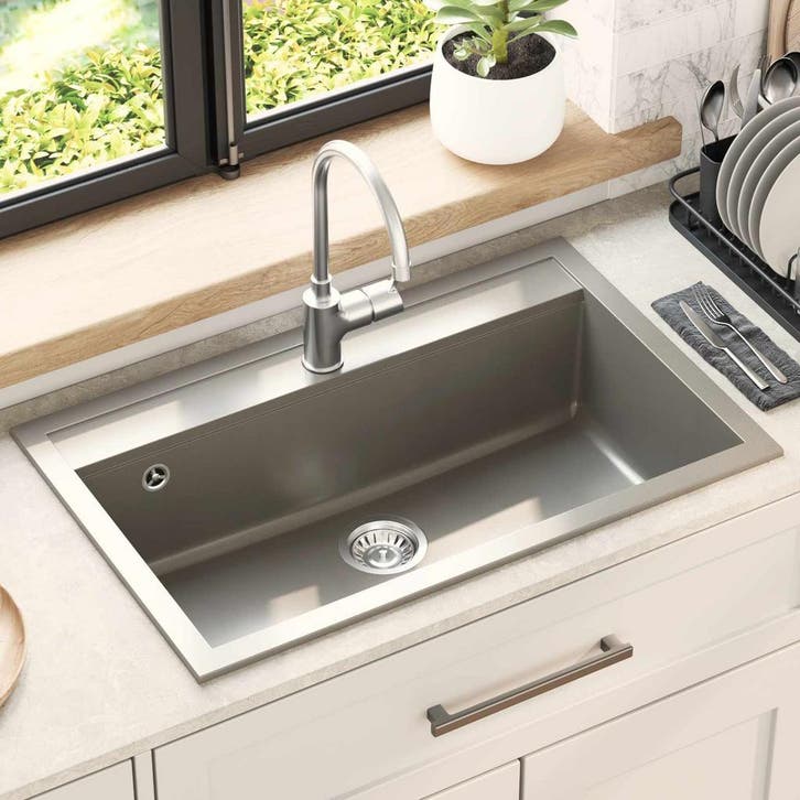 vidaXL Wasbak Grijs 795 x 505 mm Graniet, Maison & Meubles, Cuisine | Éléments de cuisine, Envoi