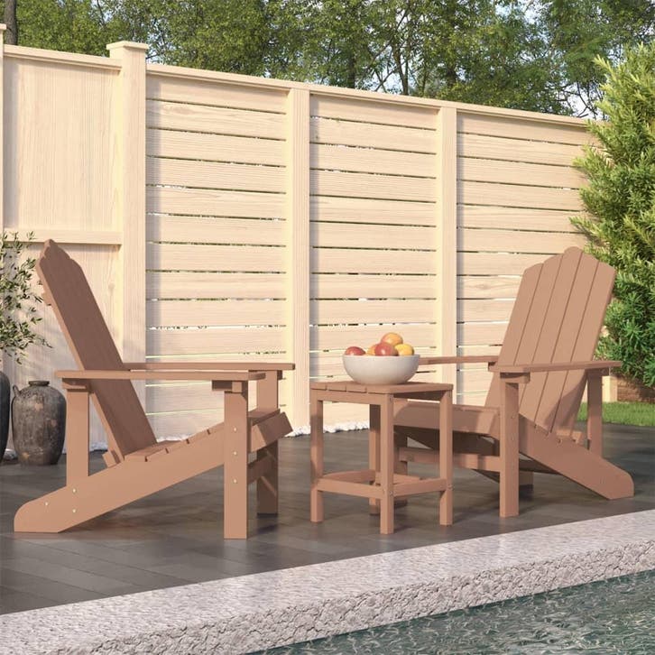 vidaXL Tuinstoelen Adirondack met tafel HDPE bruin, Tuin en Terras, Tuinstoelen, Nieuw, Verzenden