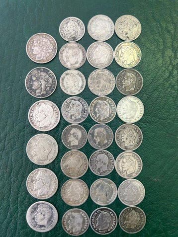 Frankrijk. Lot de 30 monnaies en argent, 1829/1895 (Zonder