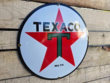 Texaco vintage emaille bord, Verzenden