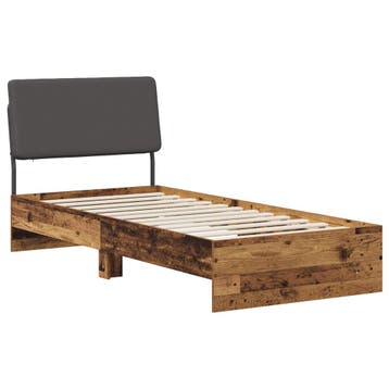 vidaXL Eenpersoonsbed met hoofdbord Oud hout en donkergrijs, Verzenden, Nieuw