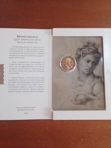 San Marino. 2 Euro 2025 Giubileo + Michelangelo (2, Postzegels en Munten