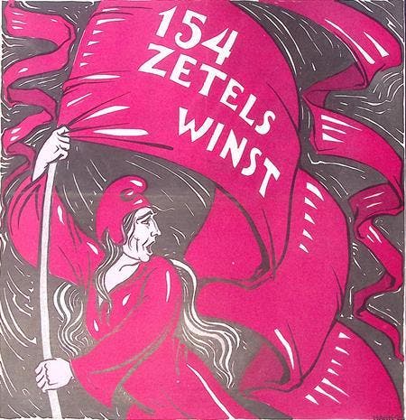 Spotprent over verkiezingen (lijst optie, Lithos), Antiek en Kunst, Kunst | Litho's en Zeefdrukken, Verzenden
