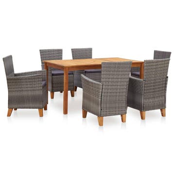 vidaXL 7-delige Eethoek poly rattan en massief acaciahout, Verzenden, Nieuw