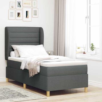 vidaXL Boxspringbed met matras Donkergrijs 90x190 cm Stof, Verzenden