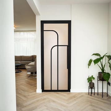 Stalen Binnendeur - Zwart - 4 Vlaks rond - Kanaalglas, Minder dan 80 cm, Binnendeur, Nieuw, Metaal