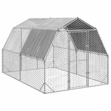 vidaXL Kippenren met dak 2,5x4x2,25 m gegalvaniseerd staal, Verzenden