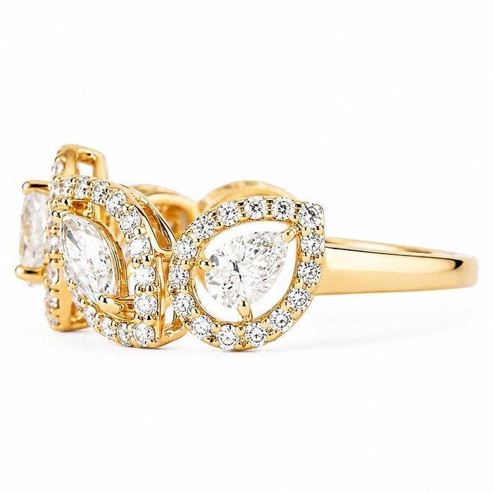 Bague tendance - 14 carats Or jaune - 1.51ct. tw. Diamant, Handtassen en Accessoires, Antieke sieraden