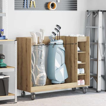 vidaXL Golfkast met wiel Effen Artisan Eiken 120 x 45 x 98, Sport en Fitness, Verzenden, Nieuw
