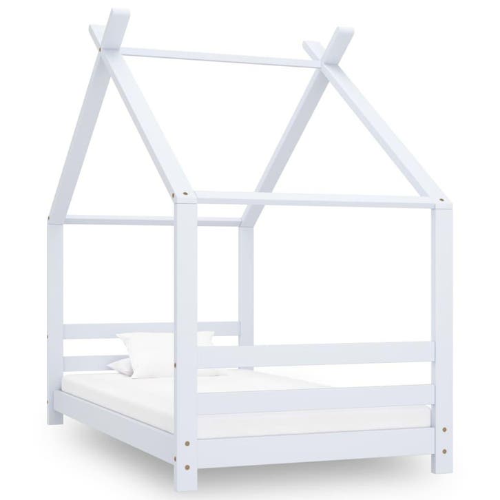 vidaXL Kinderbedframe massief grenenhout wit 80x160 cm, Kinderen en Baby's, Kinderkamer | Bedden, Nieuw, Verzenden