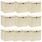 vidaXL Opbergboxen met deksel 10 st 32x32x32 cm stof, Verzenden