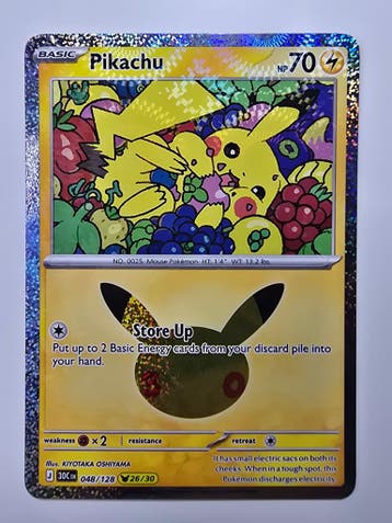 PIKACHU (30TH CELEBRATION 048/128 26/30) (TRADING CARD), Gebruikt