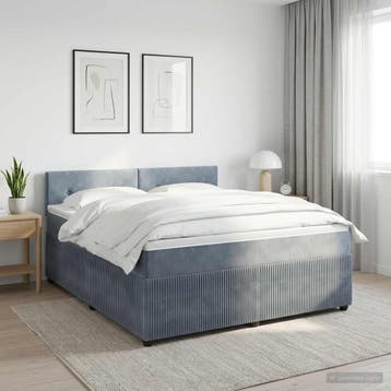 vidaXL Boxspringbed met matras Donkergrijs 140 x 190 cm, Verzenden, Nieuw