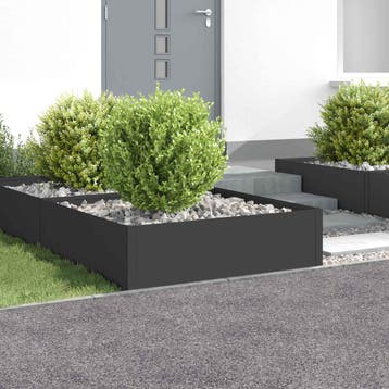 vidaXL Gazonrand 4 st 100 x 100 x 35 cm Staal Zwart, Jardin & Terrasse, Verzenden