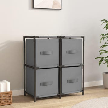 vidaXL Opbergkast met 4 stoffen manden 63x30x71 cm staal, Verzenden