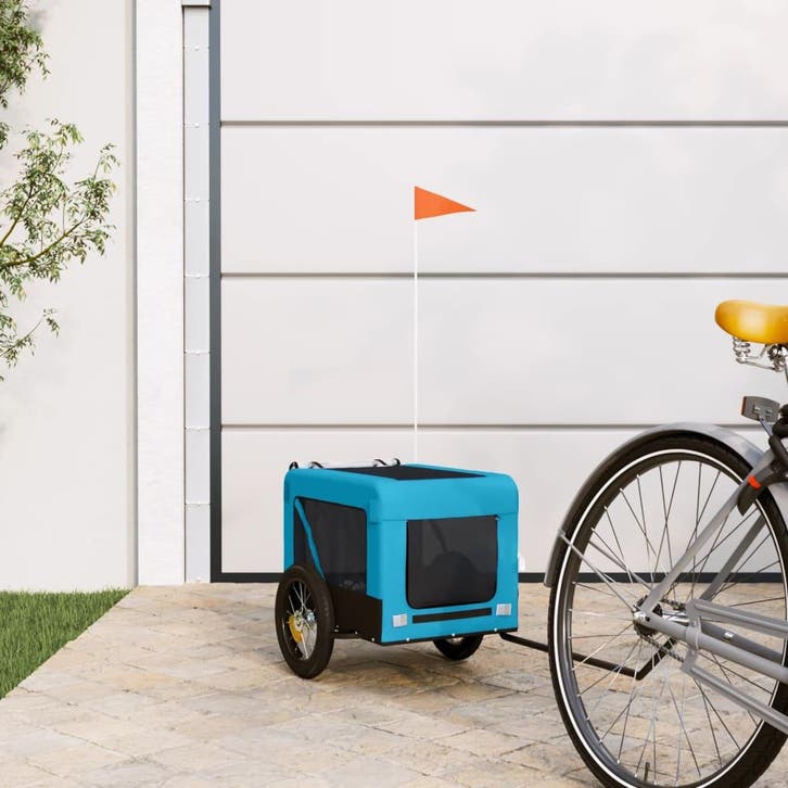 vidaXL Hondenfietstrailer oxford stof en ijzer blauw en, Animaux & Accessoires, Autres accessoires pour animaux, Envoi
