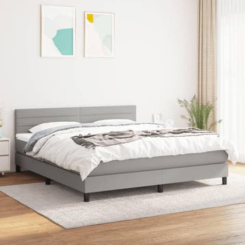 vidaXL Boxspring met matras stof lichtgrijs 160x200 cm, Verzenden