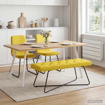 vidaXL Bank met knopen tufting Licht Geel 110 x 40 x 46 cm, Verzenden