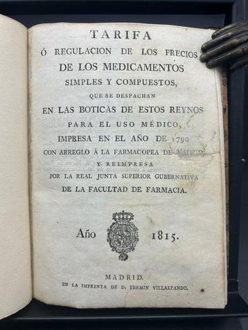 España. Real Junta Superior de Farmacia - Tarifa ó