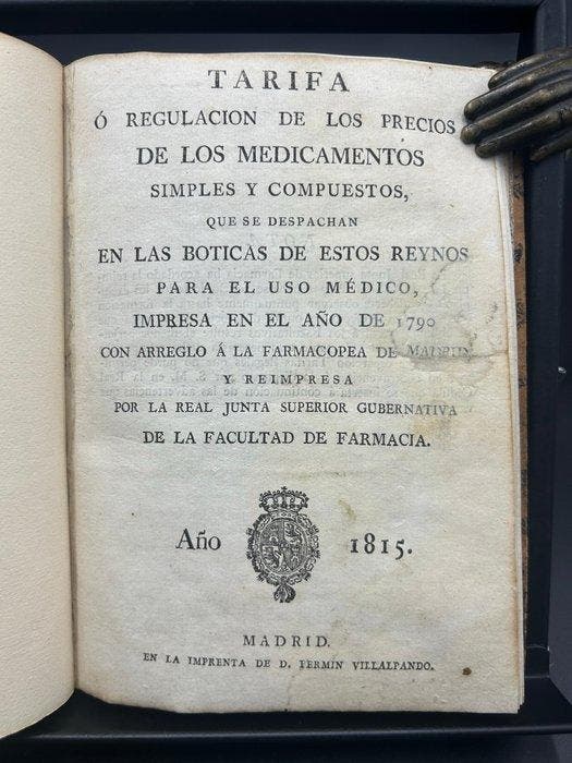 España. Real Junta Superior de Farmacia - Tarifa ó, Antiek en Kunst, Antiek | Boeken en Manuscripten