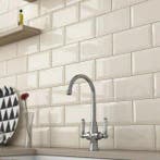 Wandtegel Kerabo Metro Beige Créme Glossy Glans 10x20, Nieuw, 20 tot 40 cm, 10 m² of meer, Wandtegels