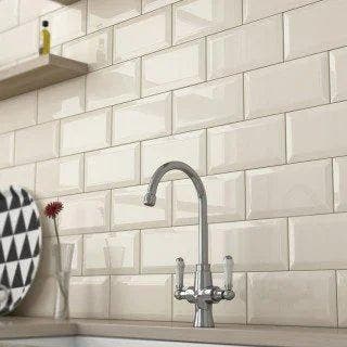 Wandtegel Kerabo Metro Beige Créme Glossy Glans 10x20, Doe-het-zelf en Bouw, Tegels, Minder dan 20 cm, 20 tot 40 cm, 10 m² of meer