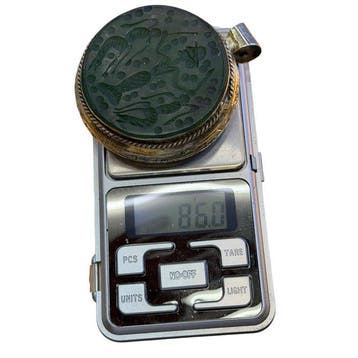 Jade - Argent - Pendentif - Grand pendentif en intaille