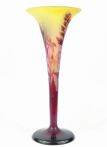 Emile Gallé - Vaas - Vaas met bloemen - Glas - Vaas met, Antiek en Kunst