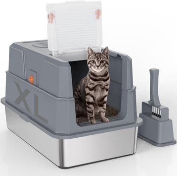 RVS Kattenbak 180 klapdeksel | Retour deal | Sla je slag!, Animaux & Accessoires, Bacs à litière, Verzenden, Gesloten