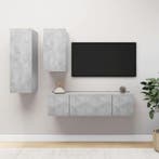 vidaXL 4-delige Tv-meubelset spaanplaat betongrijs, Huis en Inrichting, Kasten |Televisiemeubels, Verzenden, Nieuw