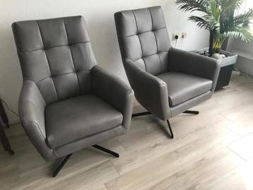 Set van 2 leren draaifauteuils volledig gestoffeerd - met, Ophalen of Verzenden