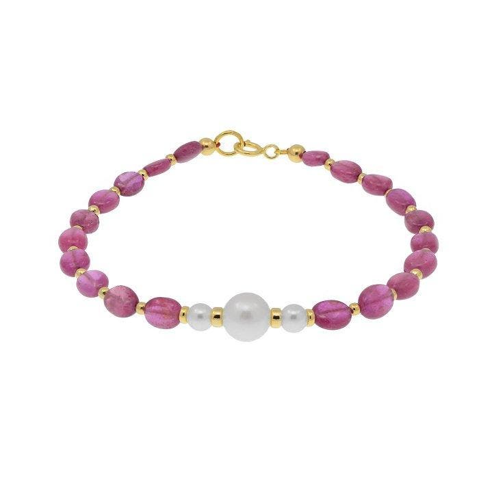Zonder minimumprijs - Armband - 18 karaat Geel goud Parel -, Handtassen en Accessoires, Armbanden