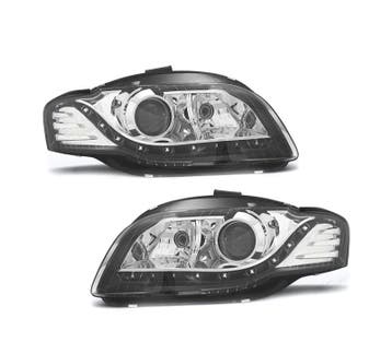 PHARES POUR AUDI A4 B7 04-07 DAYLIGHT FOND NOIR CHROMÉ, Verzenden, Nieuw