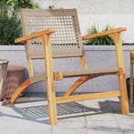 vidaXL Tuinstoelen 2 st poly rattan en acaciahout beige, Verzenden, Nieuw