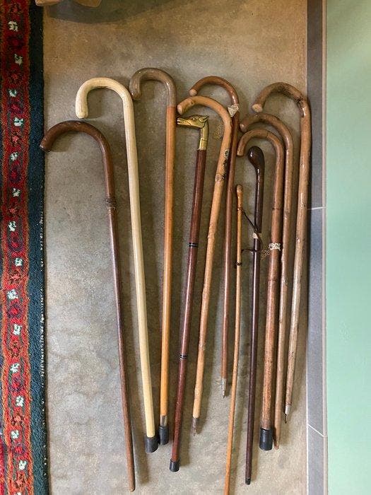 Canne de marche (11) - Bois, Cuivre - Collection de bâtons, Antiquités & Art, Curiosités & Brocante