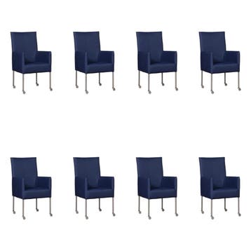 Set van 8 Leren eetkamerstoelen Spark - Toledo Kobalt, Ophalen of Verzenden