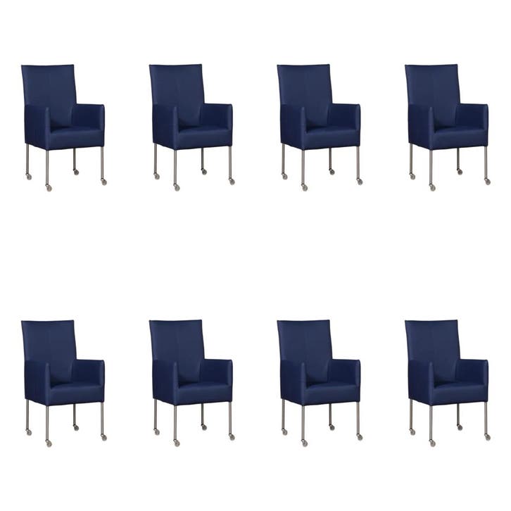 Set van 8 Leren eetkamerstoelen Spark - Toledo Kobalt, Maison & Meubles, Chaises, Enlèvement ou Envoi
