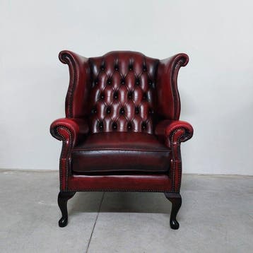 Chesterfield style - Fauteuil - Reine Anne - Cuir, Bois -