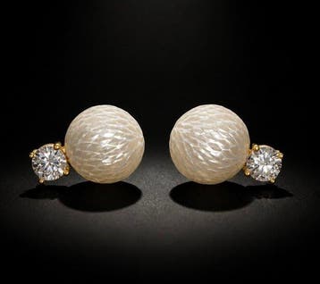 925 zilver verguld - bijna witte, gesneden Edisonparel,