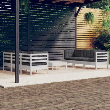 vidaXL 7-delige Loungeset met antracietkleurige kussens, Verzenden, Nieuw, Loungeset