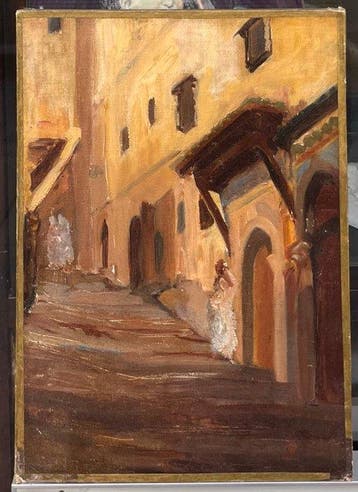 Franse school (XIX) - Paysage Afrique du Nord - Ruelle