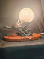 limousin - Lampe de table - regule marbre verre