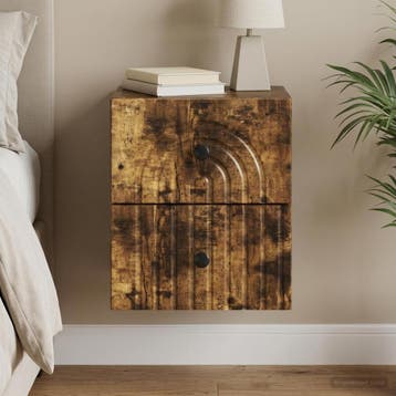 vidaXL Muurbevestigde Nachttafel Gerookt eiken 33 x 34,5 x, Verzenden, Nieuw
