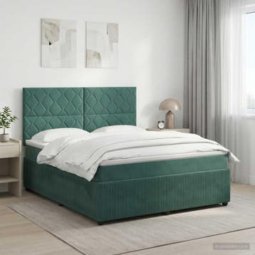 vidaXL Boxspringbed met matras Donkergroen 140 x 190 cm, Verzenden
