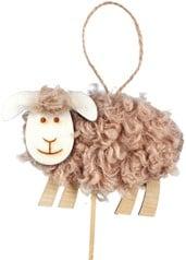 Bijsteker Schaap hout fleece 9x7 cm +12 cm los per stuk, Nieuw