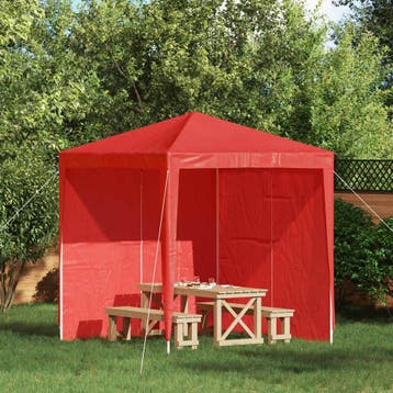vidaXL Party Tent Zijwand 2 st 200 x 195 cm Rood PE en staal, Jardin & Terrasse, Tonnelles, Verzenden