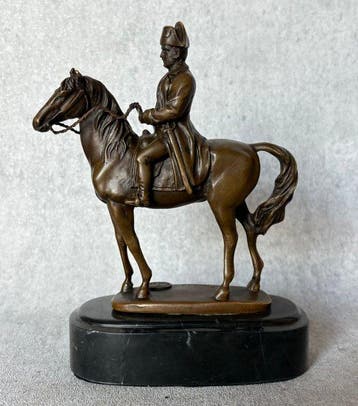 Beeld, sculptuur van Napoleon op paard - 18.5 cm - Brons,